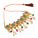 Thumbnail for Mominos Fashion Johar Kamal Women Gold-Plated Brass Finish Meena & Pearls Work Choker - Distacart