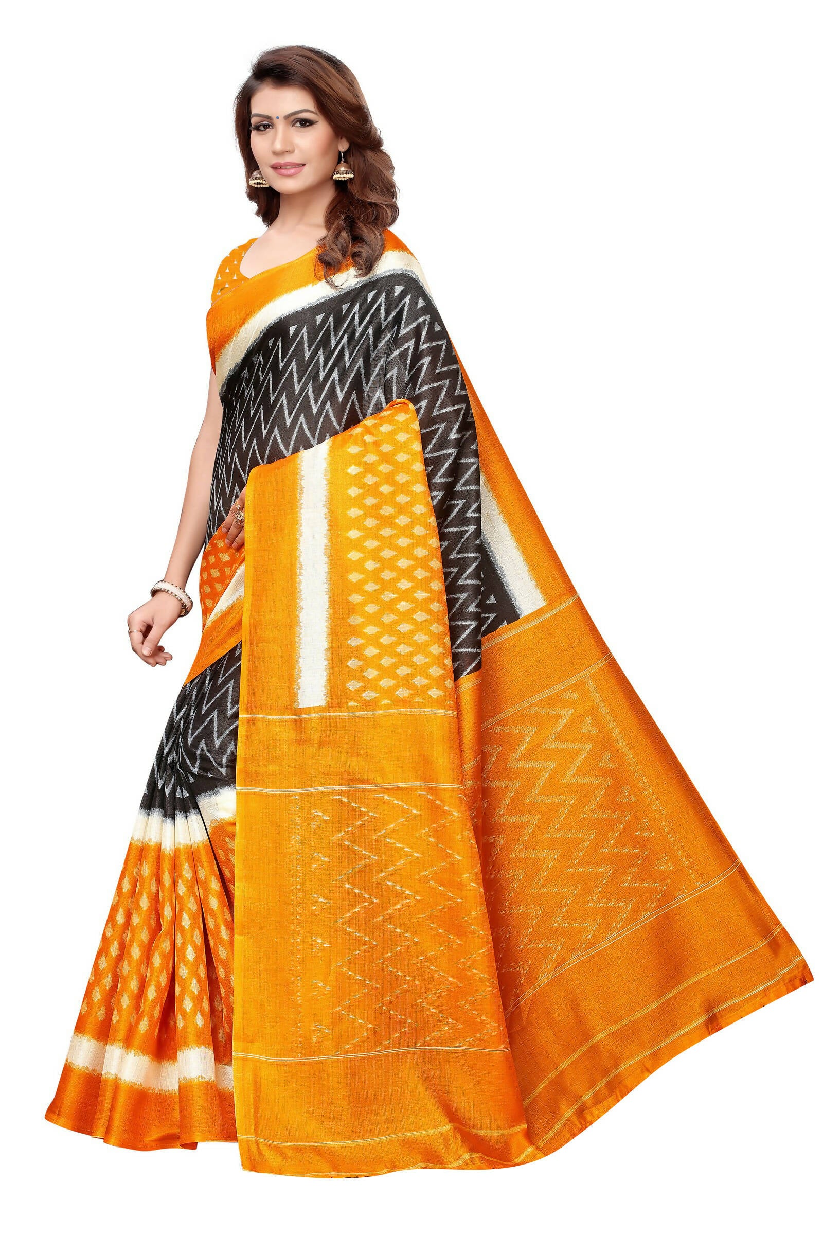Vamika Mustard Kalamkari With Jhalar Khadi Silk Saree - Distacart
