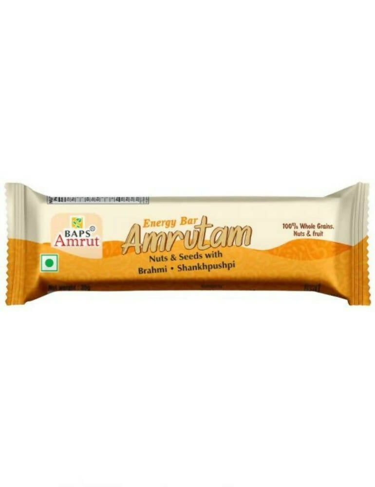 Baps Amrut Energy Bar Amrutam (Nuts & Seeds With Brahmi • Shankhpushpi) - Distacart