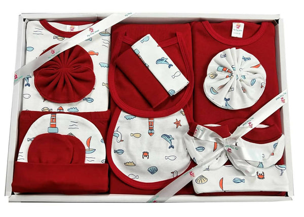 My Tiny Wear Full Sleeves New Born Baby Gift Set - Lovely Red - Distacart
