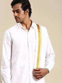 Thumbnail for Ramraj Cotton Mens Wedding White Regular Dhoti, Shirt & Towel Set Subhakalyan 1
