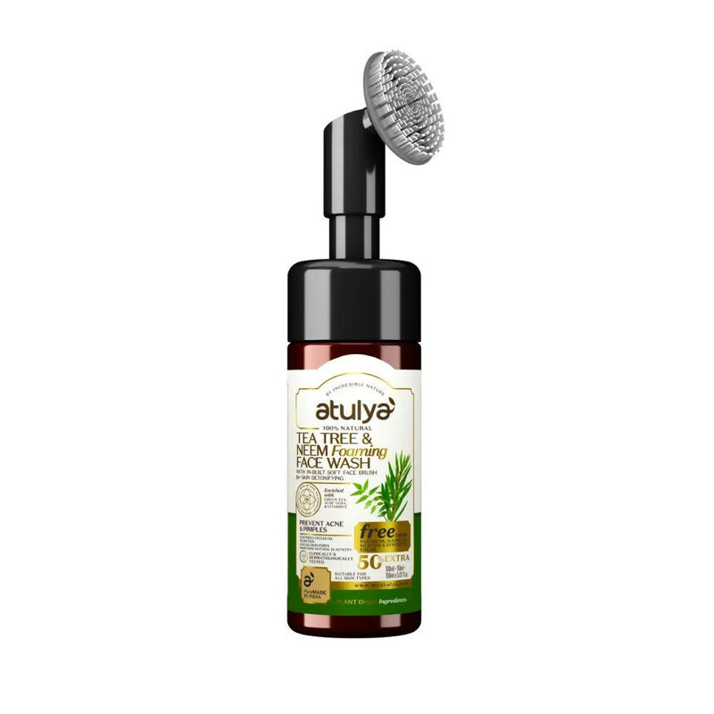 Atulya Tea Tree &amp; Neem Foaming Face Wash With In-Built Soft Brush - Distacart