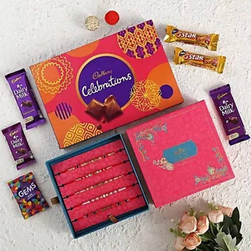 Designer Rakhis and Cadbury Celebrations Box