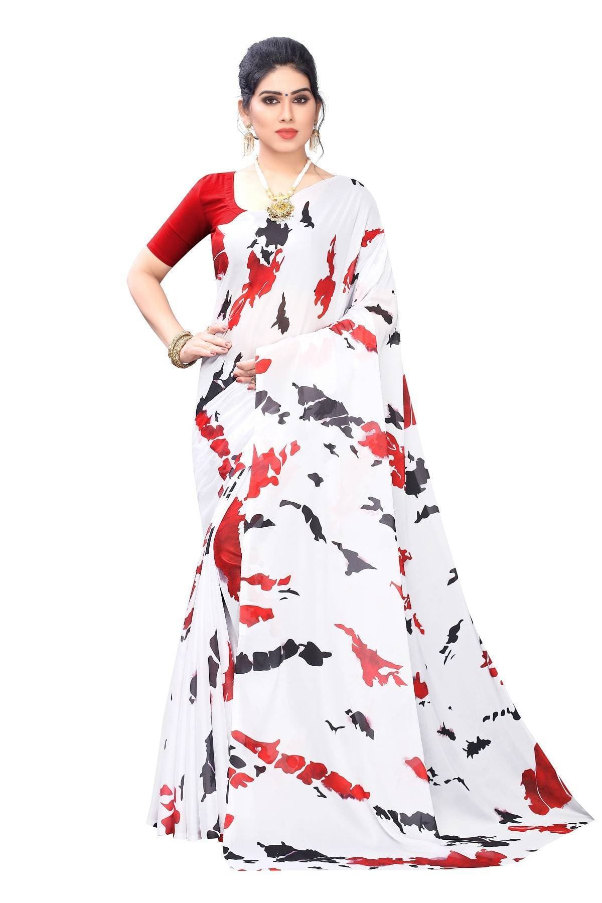 Vamika White Silk Blend Designer Saree