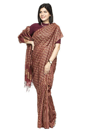 Mominos Fashion Maroon Color Bhagalpuri Saree