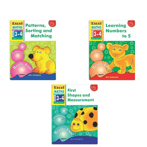 Excel Maths Early Skills Ages 3 - 4 Years (Set of 3) | Mathematics Book for Kids Nursery | Maths Combo Book Set - Distacart