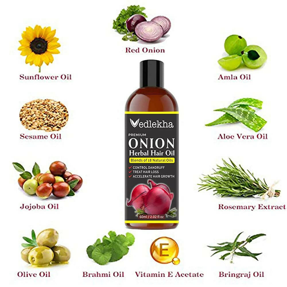 Vedlekha Onion Herbal Hair Oil - Distacart