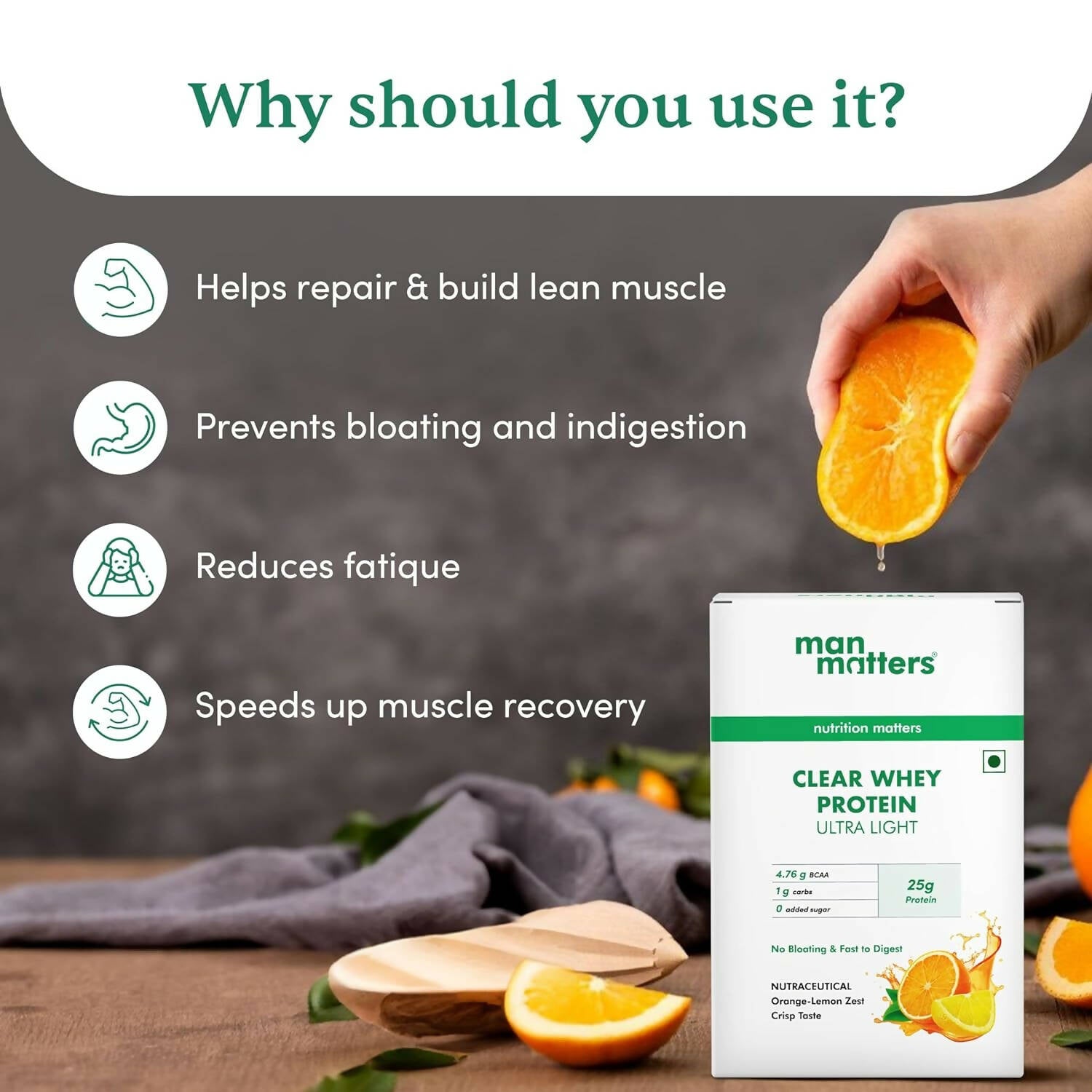 Man Matters Clear Whey Protein Powder - Orange Flavor - Distacart