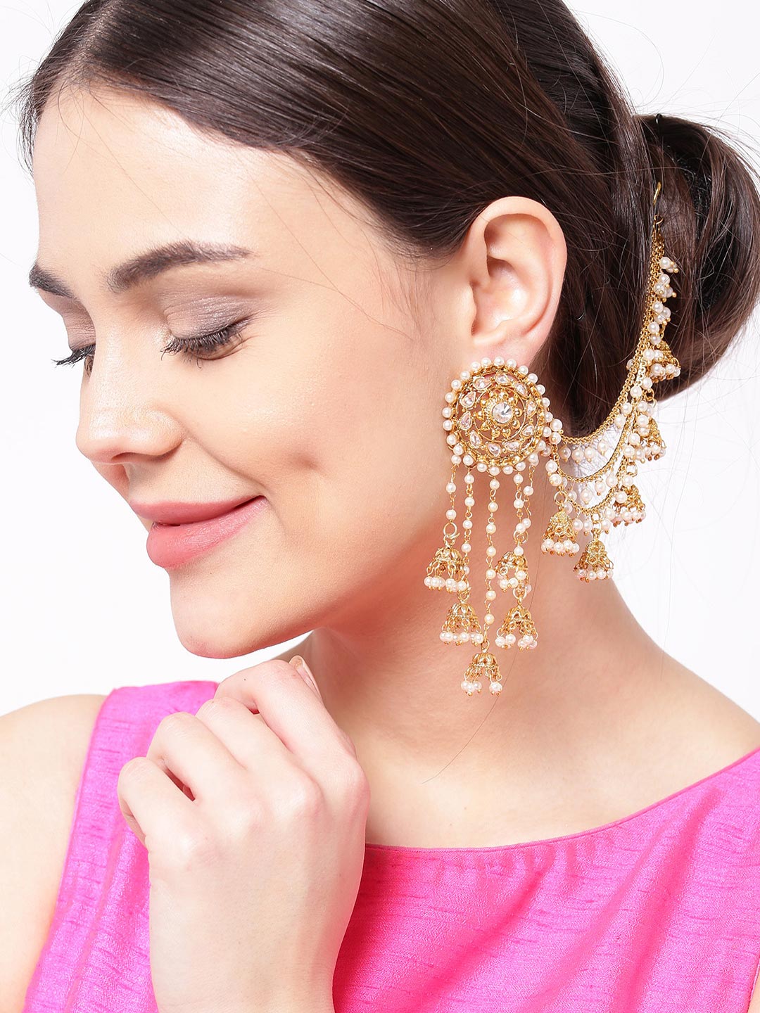 Bahubali Indian Bridal Indian Jewelry Earrings Jhumki Jhumka Sahara Kaan  Chain #VGJewel #DropDan… | Black gold jewelry, Gold bridal earrings, Bridal  jewelry vintage