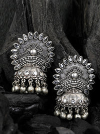 Thumbnail for Priyaasi Women Oxidised Silver-Plated Jhumka - Distacart