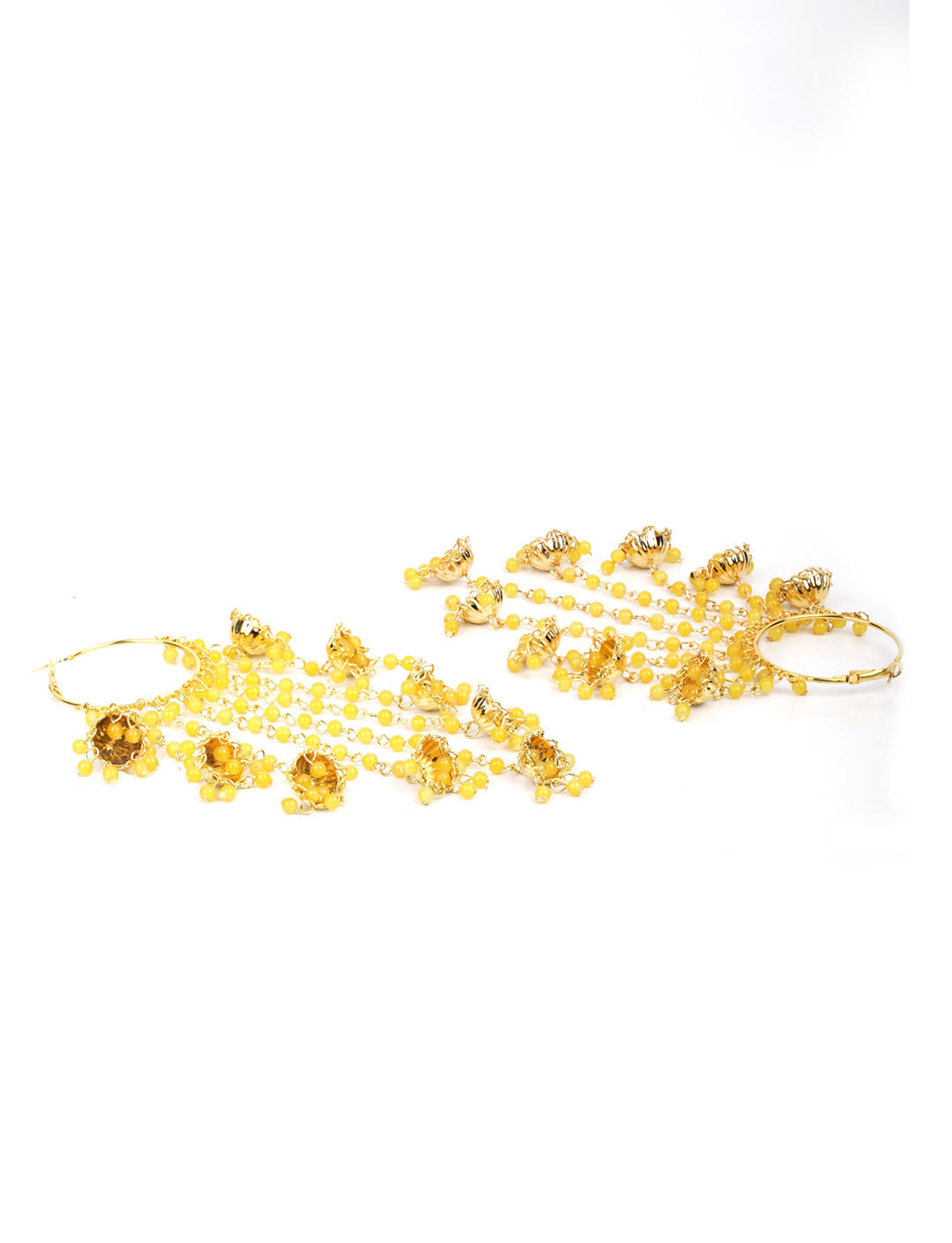 Priyaasi Women Yellow Beads Gold Plated Hooped Traditional Drop Earrings - Distacart