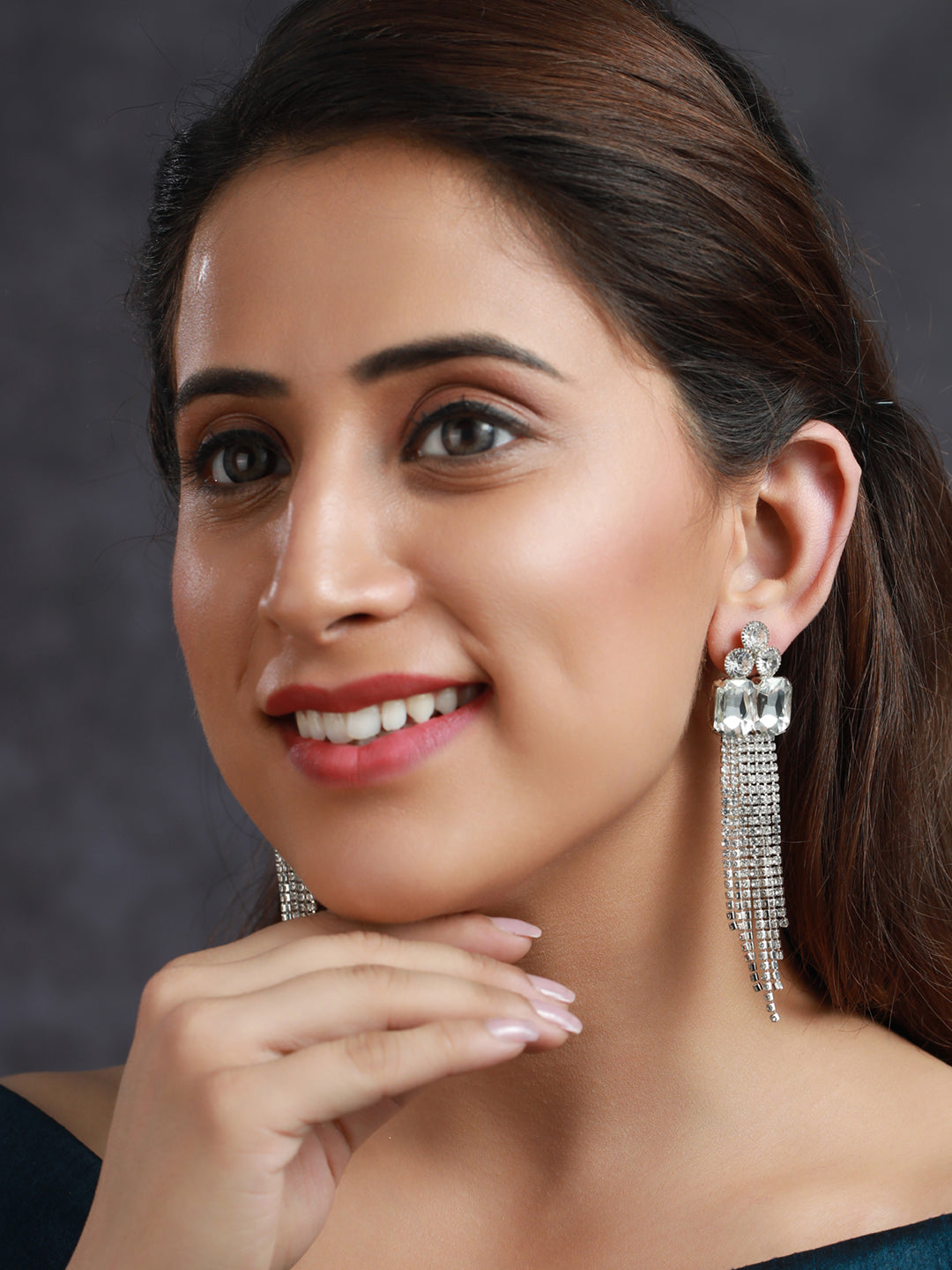 Priyaasi Women White Floral Block Tassel Drop Earrings - Distacart