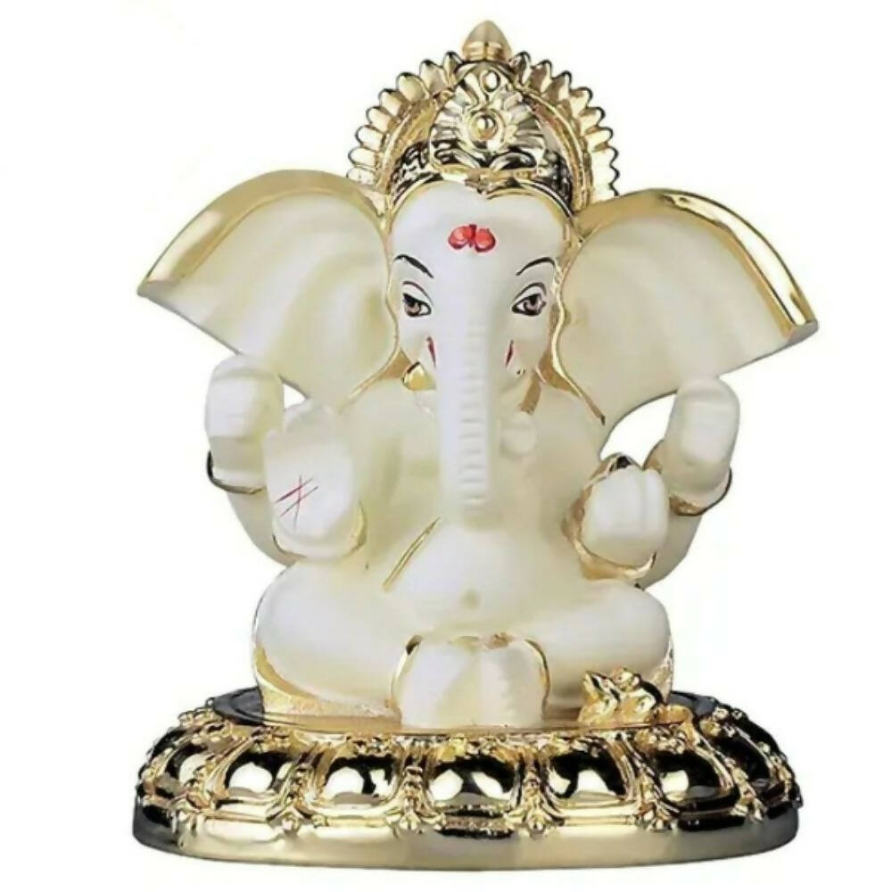Tamas Gold Plated Gaj Karna Ganesh Idol Off White & Gold Color - Distacart