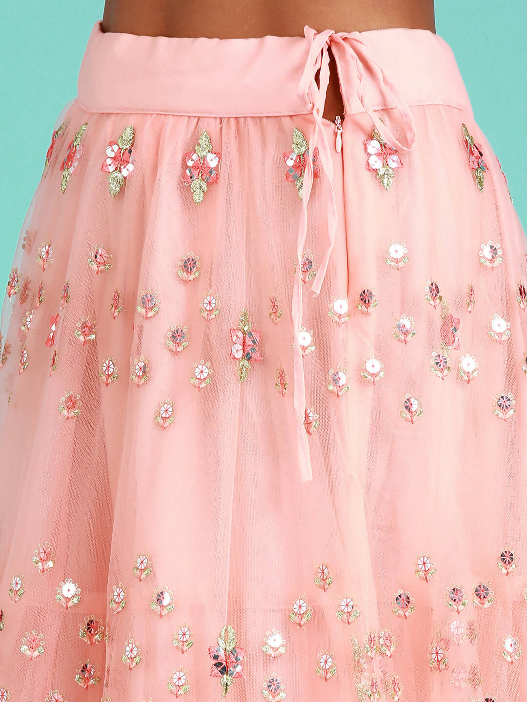 House of Panchhi Peach Net Sequinse Work Lehenga & Blouse, Dupatta - Distacart