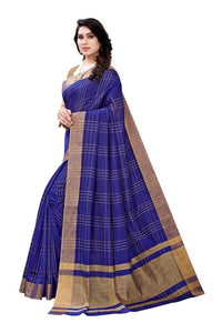Thumbnail for Vamika Navy Cotton Silk Weaving Saree (Anaya Navy Blue)