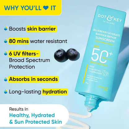 Dot & Key Blueberry Hydrating Barrier Repair Face Sunscreen SPF 50+ - Distacart