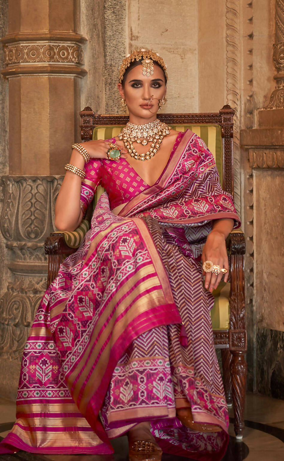 Magenta Banarasi Weaving, Ultra Aqua Finish, Zari Work Banarasi Silk Saree - Rath Kunti - Distacart