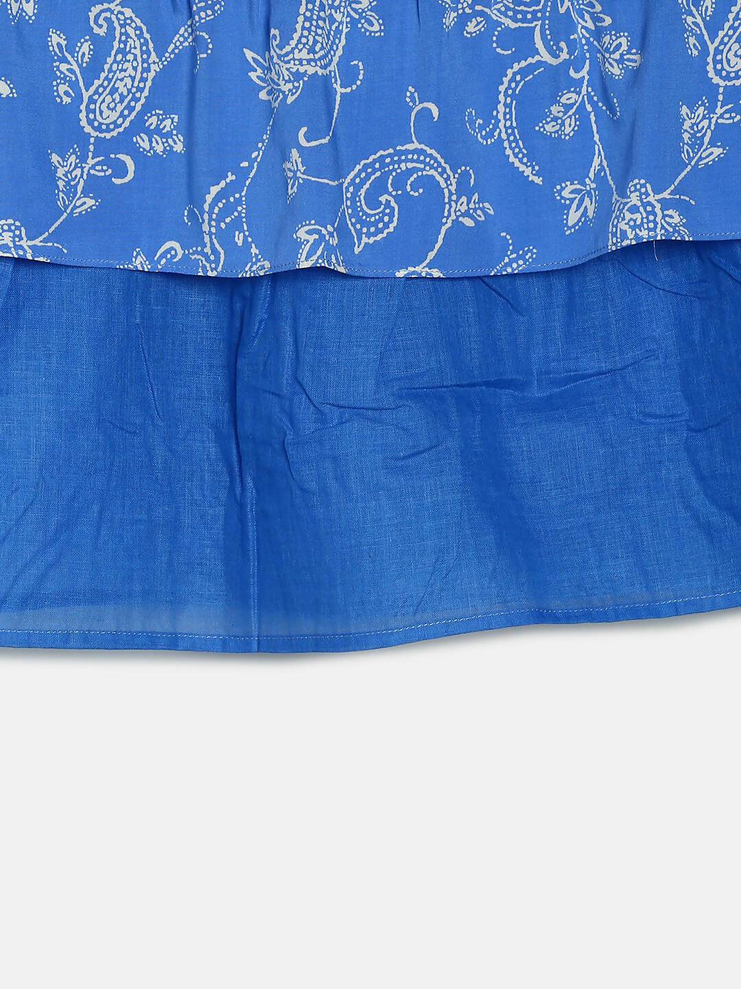Manet Girls Cotton Frill Sleeve Frock Big Flower Print - Blue - Distacart