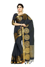 Thumbnail for Mimosa Women's Banarasi Tussar Silk Black Saree - Distacart