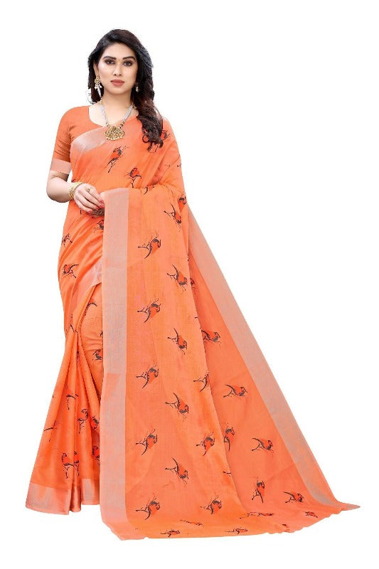  Orange Chanderi Designer Saree 