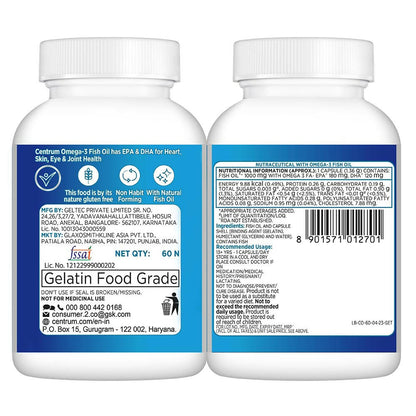Centrum Omega-3 Fish Oil Capsules for 13 + Years - Distacart