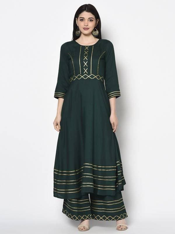 Aniyah Rayon Bottle Green Color Anarkali Kurta (AN-205K)