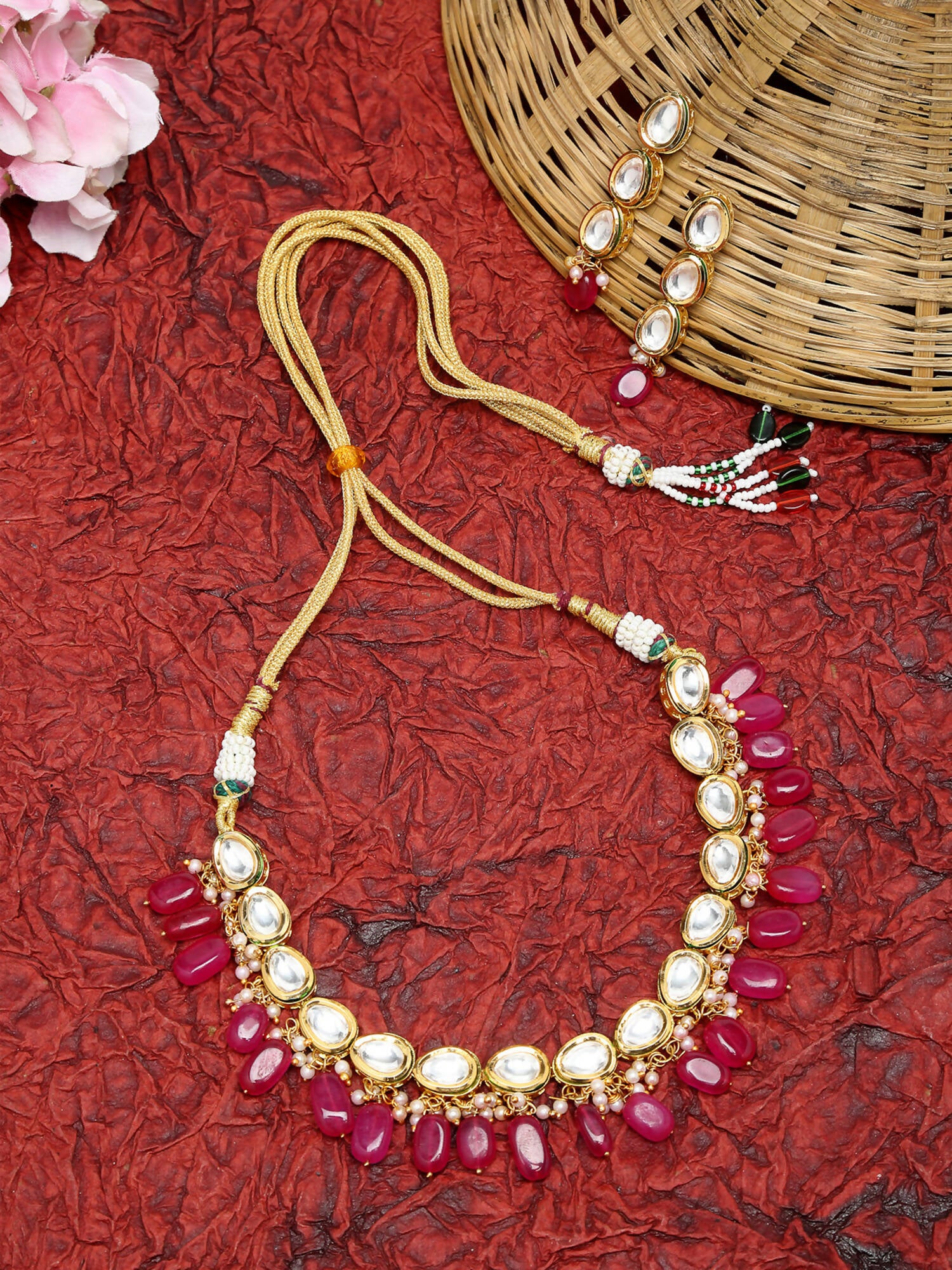 Kundan Choker With Earrings - Ruby Raang - Distacart