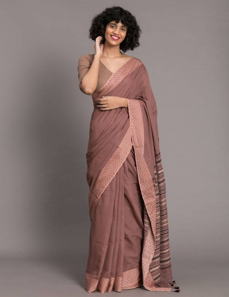 Suta Brown Handloom Pure Cotton Saree - Distacart