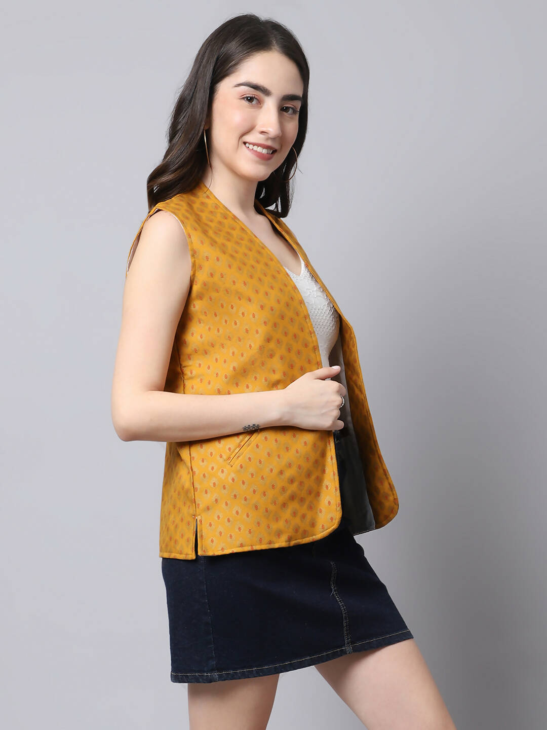 Even Apparels Multi Viscose Rayon Open Front Women's Waistcoat - Distacart