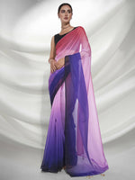 Thumbnail for Purple Organza Solid Saree With Unstitched Blouse Piece - Shanaya - Distacart