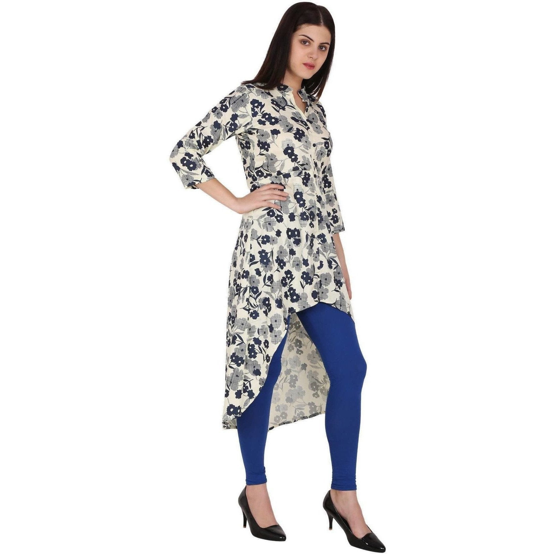 Kanoor Women's multi rayon high low kurti