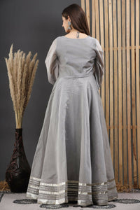 Thumbnail for Women's Grey Gota Gown Dress - Isya - Distacart