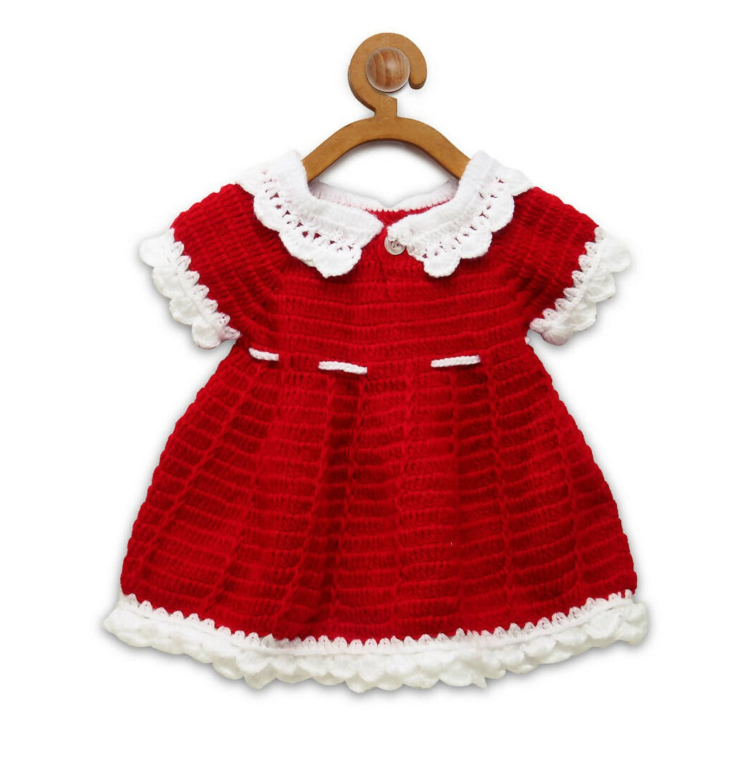 ChutPut Hand knitted Crochet Santa Dress - Red - Distacart