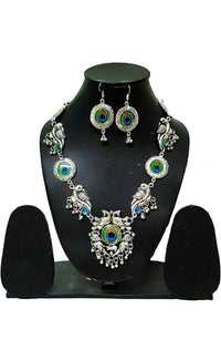 Thumbnail for Mominos Fashion Silver-Plated Peacock Design Necklace Set Mangalsutra - Distacart