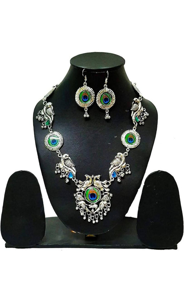 Mominos Fashion Silver-Plated Peacock Design Necklace Set Mangalsutra - Distacart