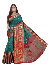 Thumbnail for Vamika Banarasi Cotton Silk Rama Green Weaving Saree