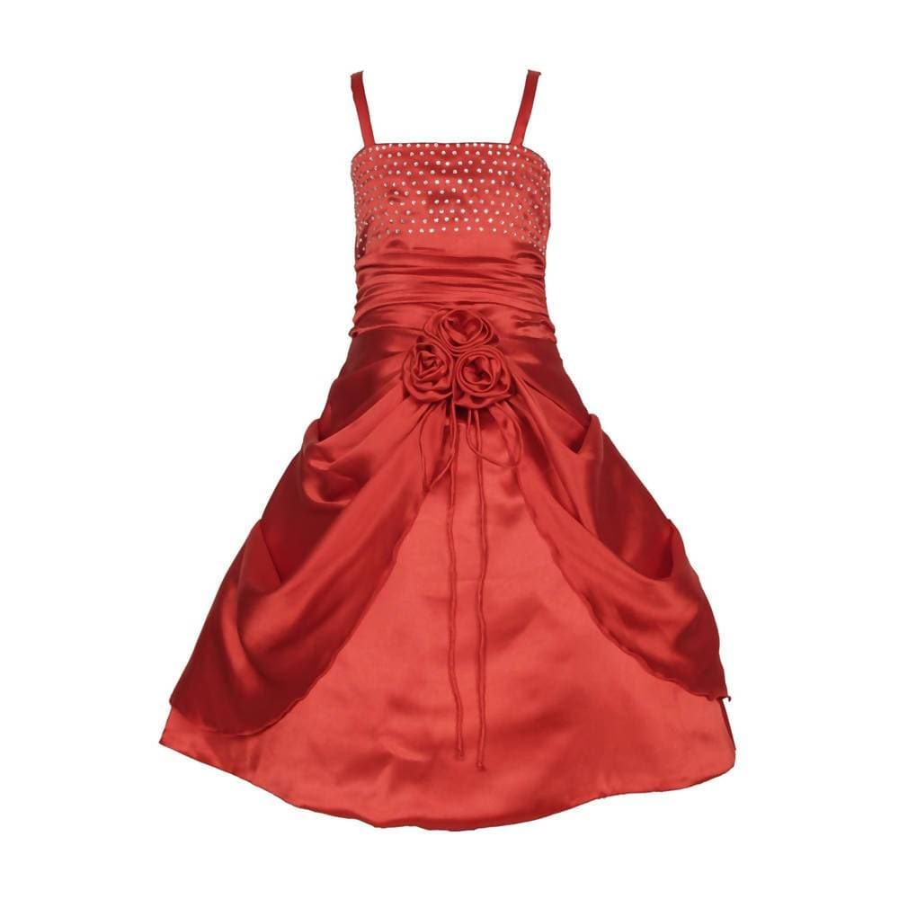 Asmaani Baby Girl's Red Satin A-Line Maxi Full Length Dress (AS-DRESS_22021) - Distacart