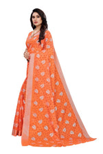 Thumbnail for Vamika Orange Color Linen Zari Border Saree
