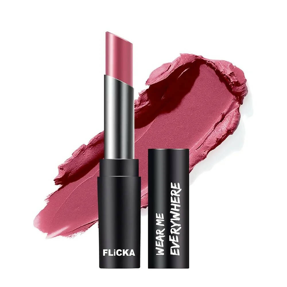 FLiCKA Wear Me Everywhere Creamy Matte Lipstick Caramel Cupcake - Pink Nude - Distacart