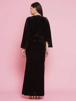 Thumbnail for Women Republic Black Velvet Embellished Gown - Distacart