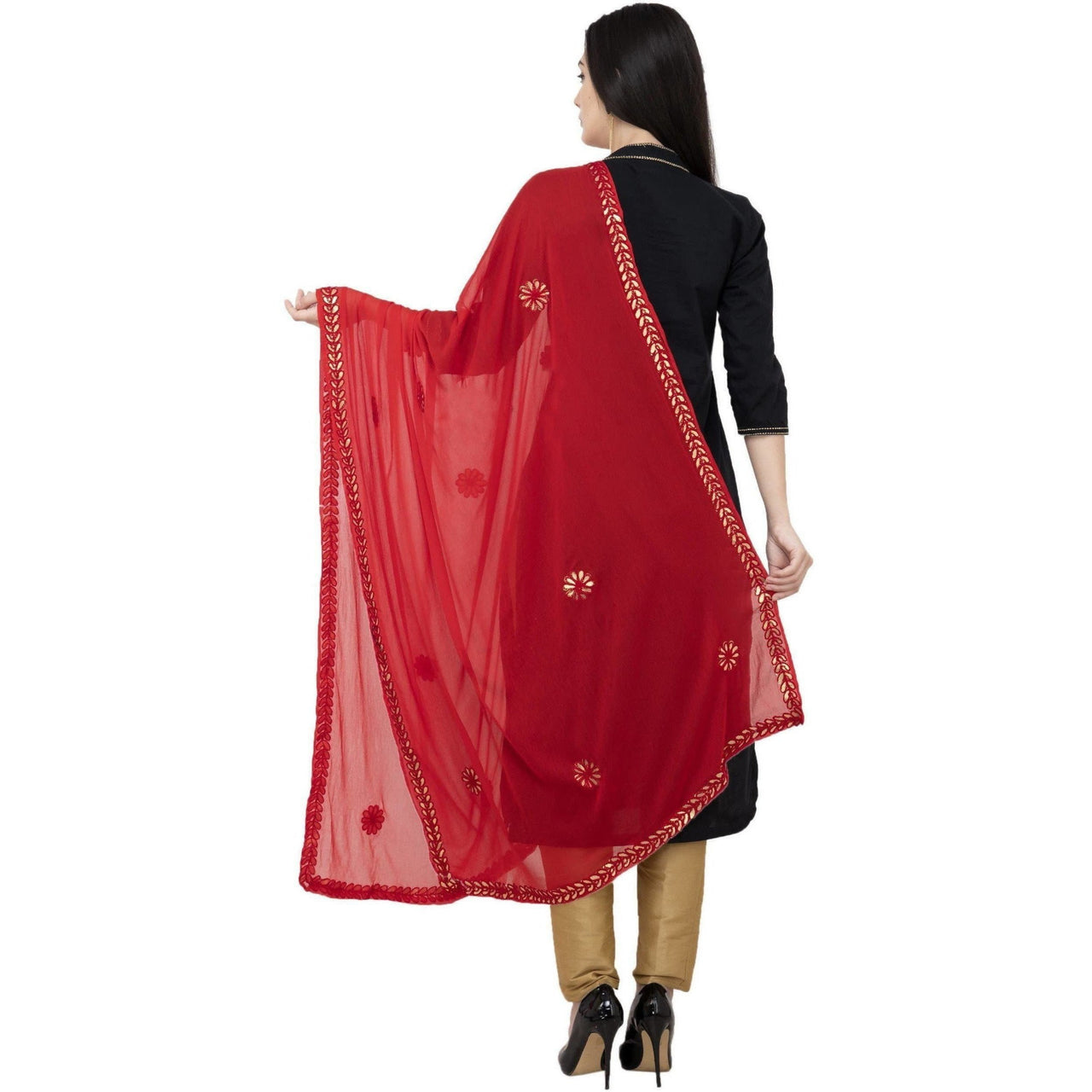 A R Silk Chiffon Gota Patti Fancy Dupatta Color Red Dupatta or Chunni