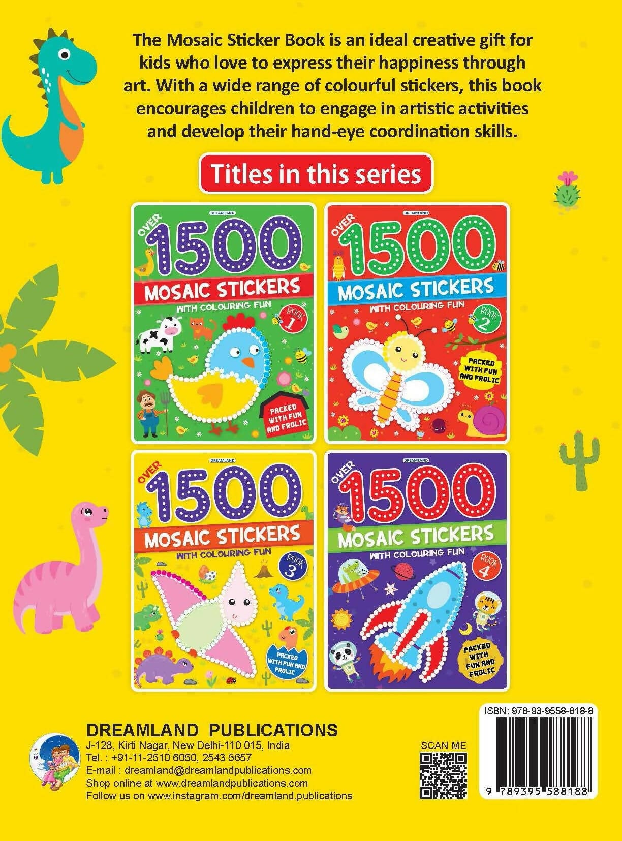Dreamland Publications 1500 Mosaic Stickers Book 3 with Colouring Fun - Sticker Bok for Kids Age 4 - 8 years - Distacart