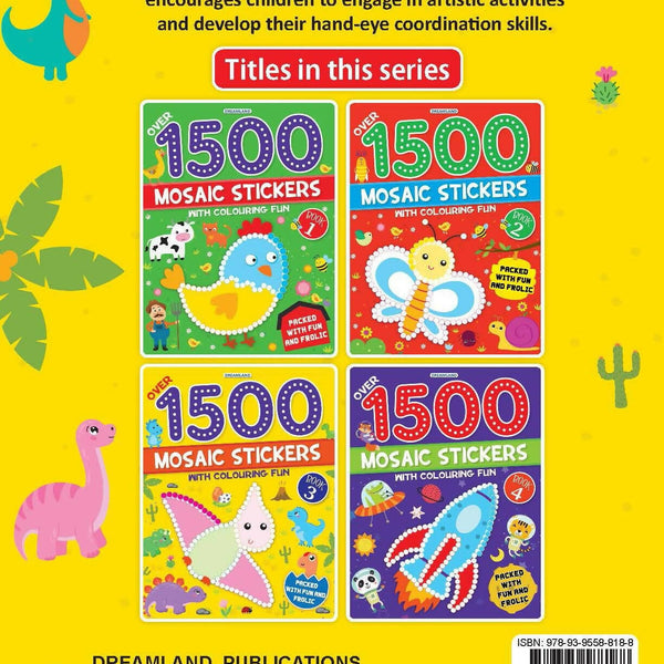 Dreamland Publications 1500 Mosaic Stickers Book 3 with Colouring Fun - Sticker Bok for Kids Age 4 - 8 years - Distacart