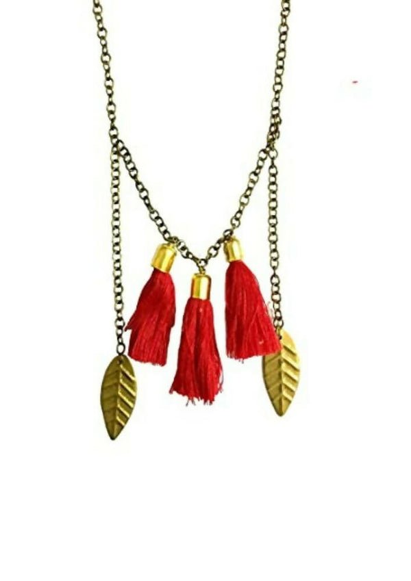Tiaraa Red Tassel Hanging Necklace For Women - Distacart