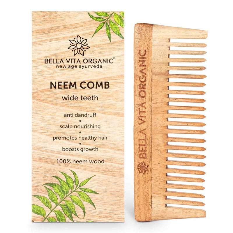 Bella Vita Organic Wide Teeth Wooden Comb for Detangled Hair