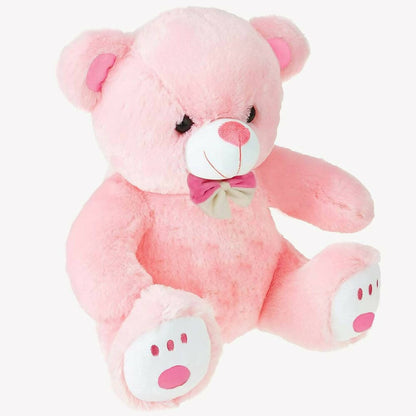 Webby Plush Cute Sitting Teddy Bear Soft Toys With Neck Bow And Foot Print, Pink - Distacart