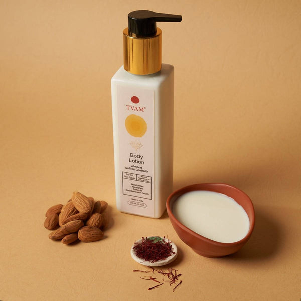 Tvam Almond Saffron Goats Milk Body Lotion - Distacart