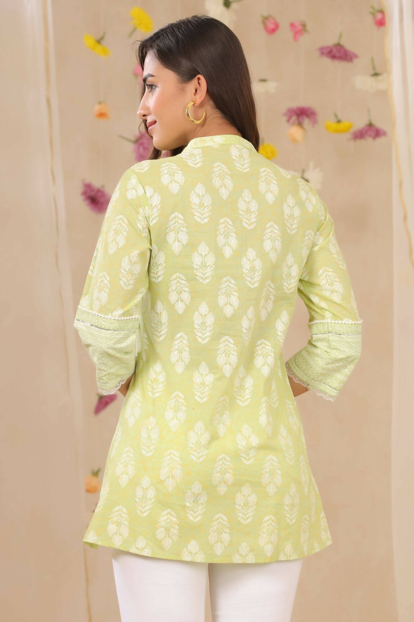 Juniper Women Limegreen Cambric Printed A-Line Tunic - Distacart