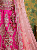 Thumbnail for House of Panchhi Pink Pure Silk Moti & Zarkan heavy embroidery Lehenga choli & Dupatta - Distacart