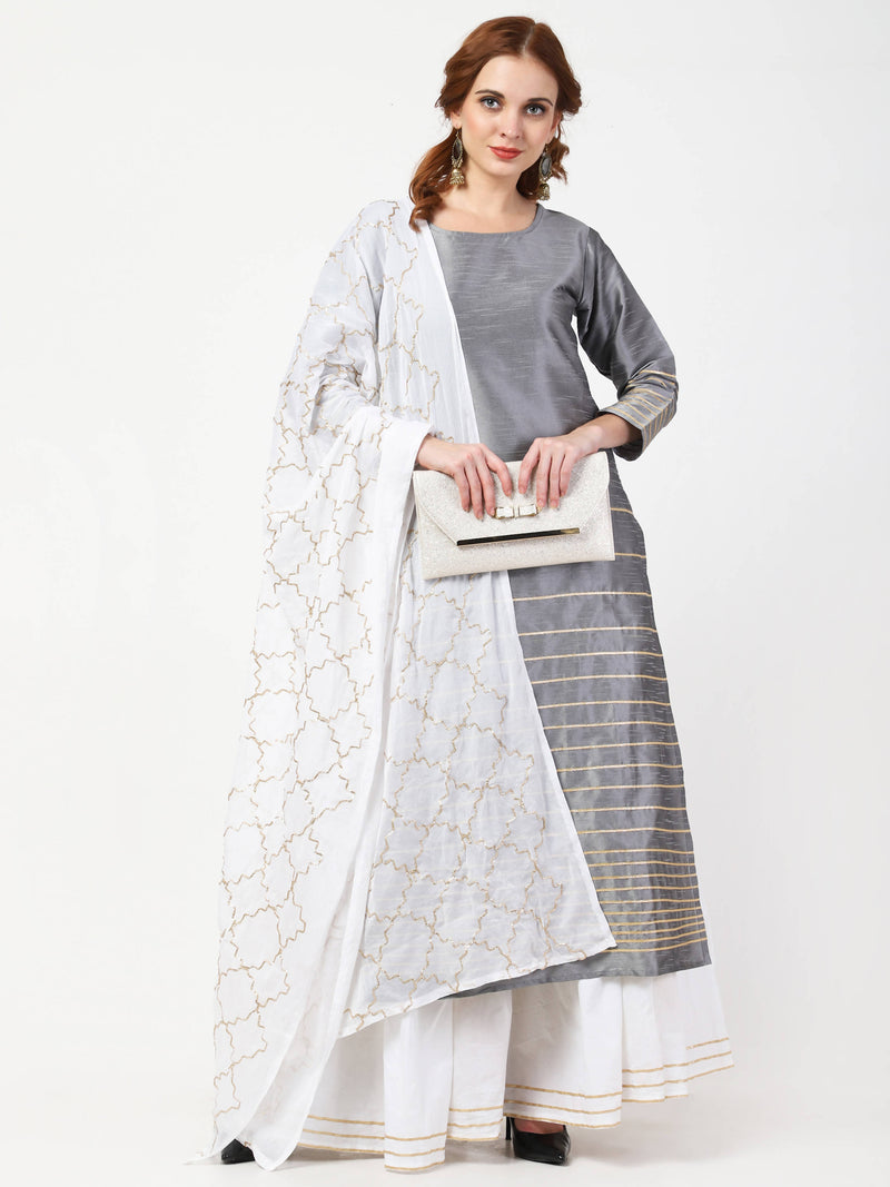 Cheera Kurta With Skirt &amp; Embroidered Dupatta set (CH108KSD) - Distacart